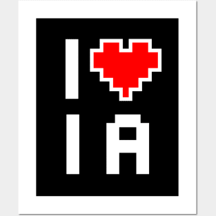 I Love IA - Pixel heart for Iowa gamer Posters and Art